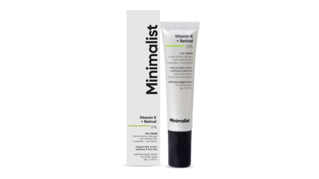Minimalist Vitamin K & Retinal Eye Cream for Under Eye Dark Circles & Puffiness
