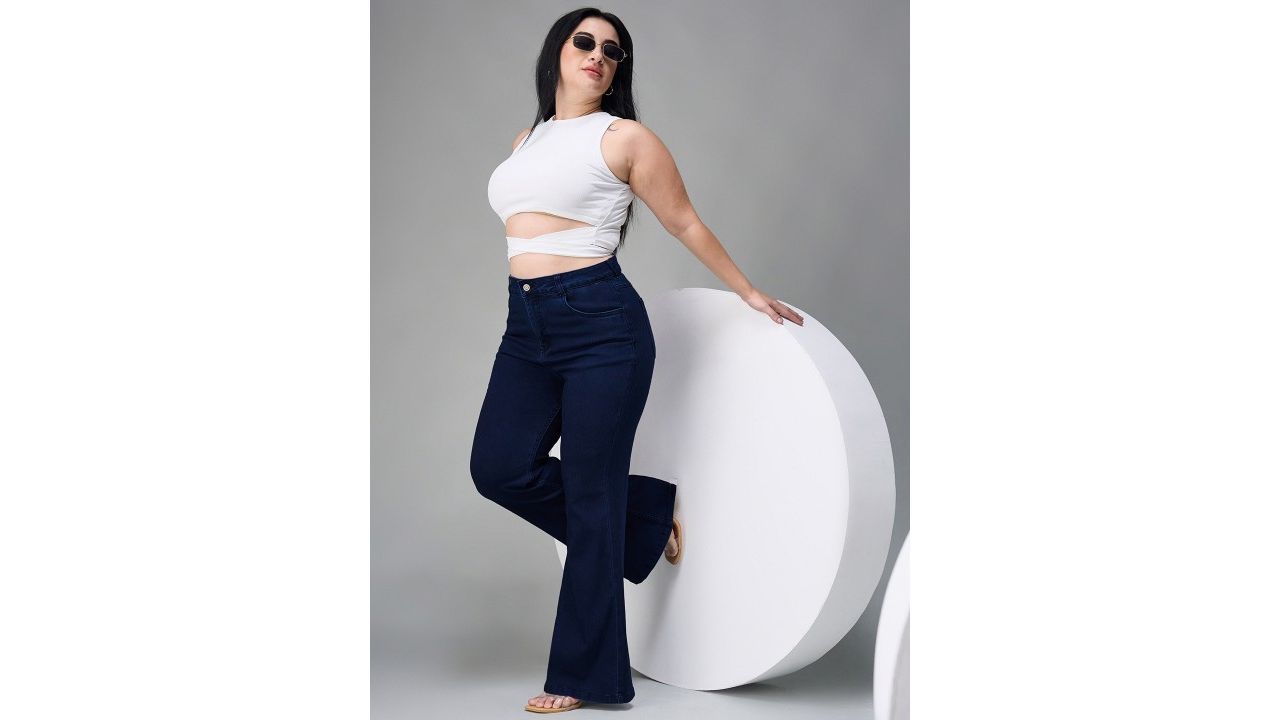 Miss Chase A+ Women Plus Size Bootcut High-Rise Stretchable Jeans