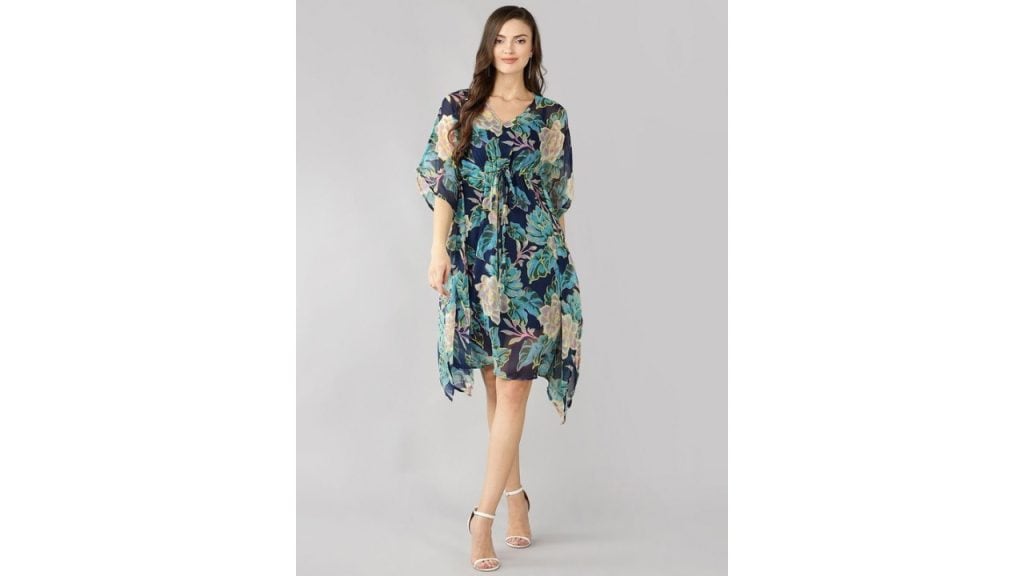 MurciaFloral Printed Chiffon Kaftan Dress