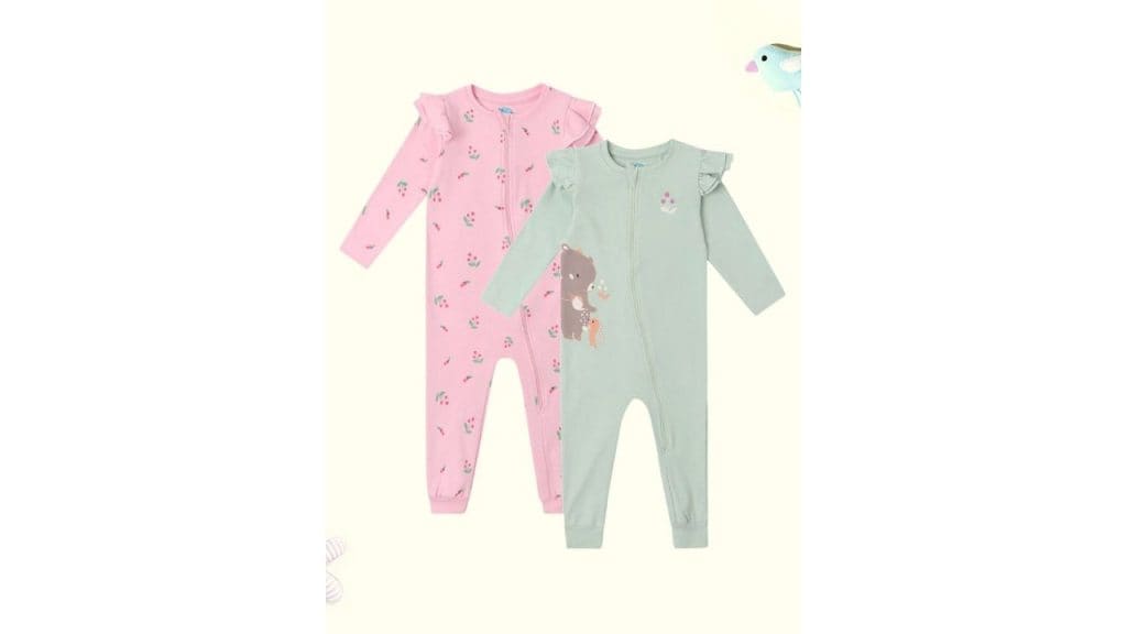 Nauti Nati Unisex Kids Pack of 2 Printed Sleepsuit