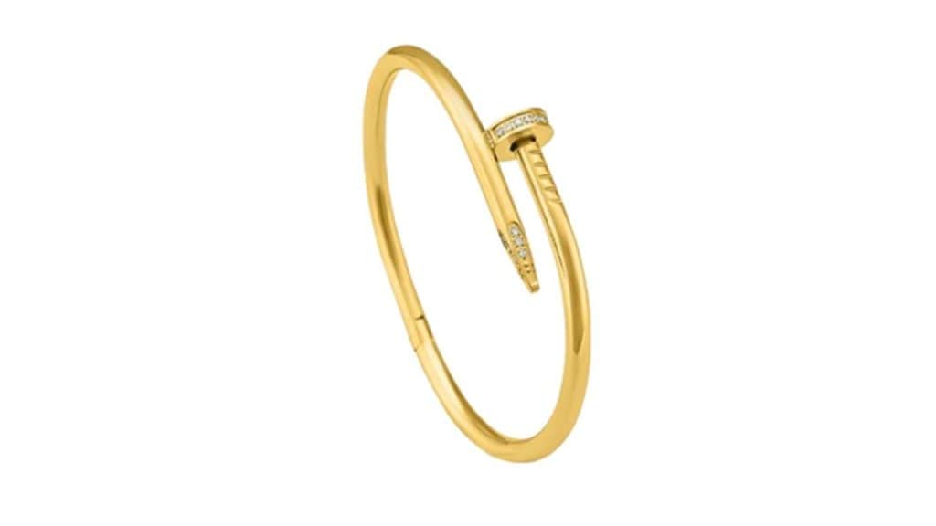 PALMONASGold-Toned & White Cubic Zirconia Gold-Plated Bangle-Style Bracelet