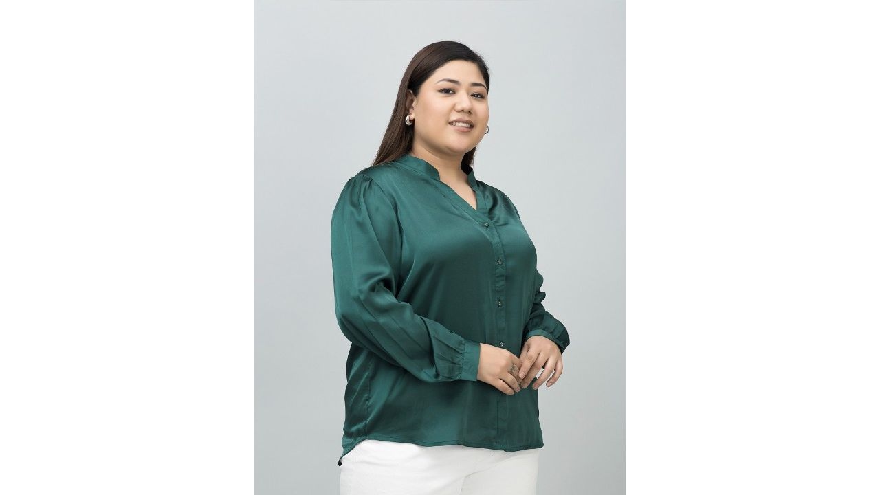 PURYS PLUS Women Formal Satin Shirt