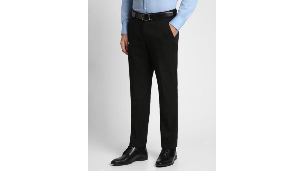 Peter England Men Black Slim Fit Mid Rise Formal Trousers