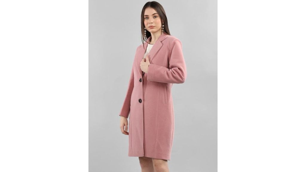 Plagg Notched Lapel Collar Longline Wool Trench Coat