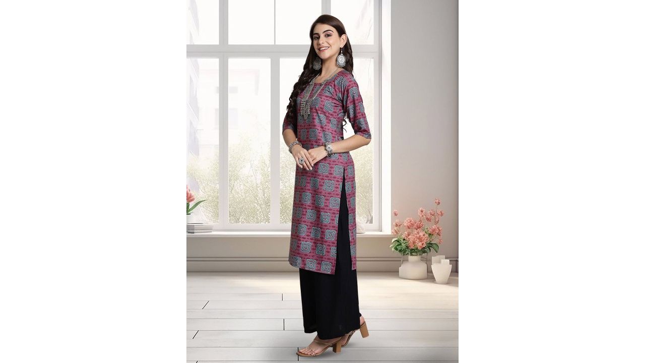 Printed Daily Straight Kurtas with Ethnic Motifs (Pack of 2)