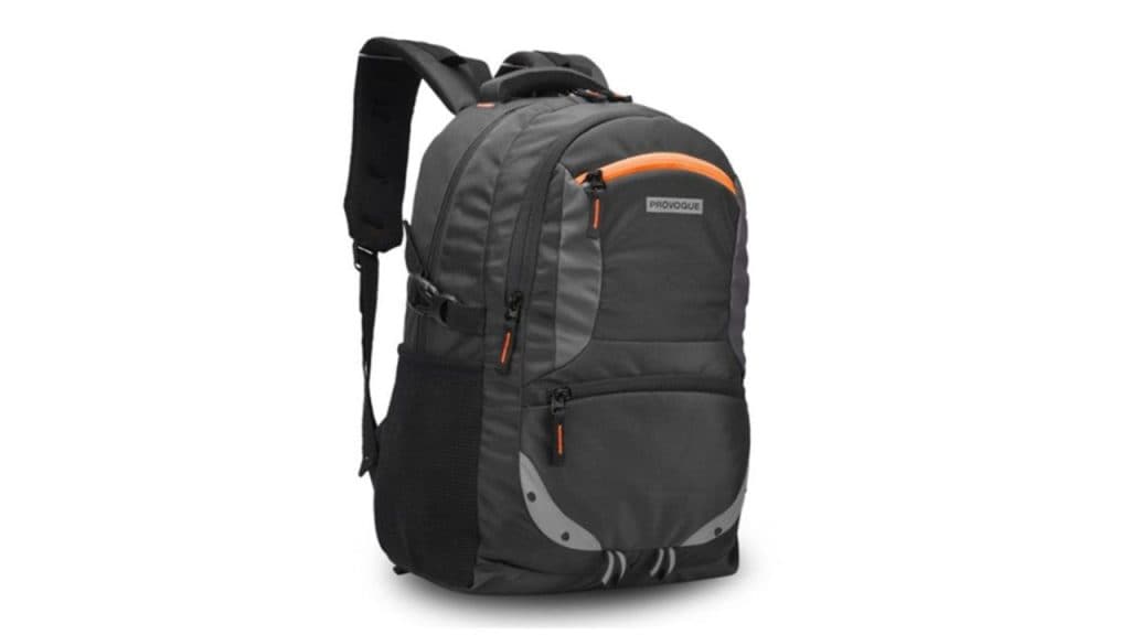 Provogue Unisex Black & Grey Brand Logo Backpack