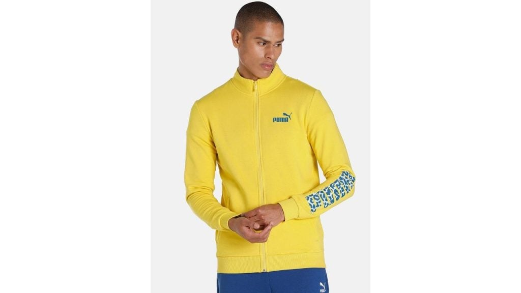 Puma Men Slim Fit Outdoor Textured Logo Knitted Jacket Sporty Jacket