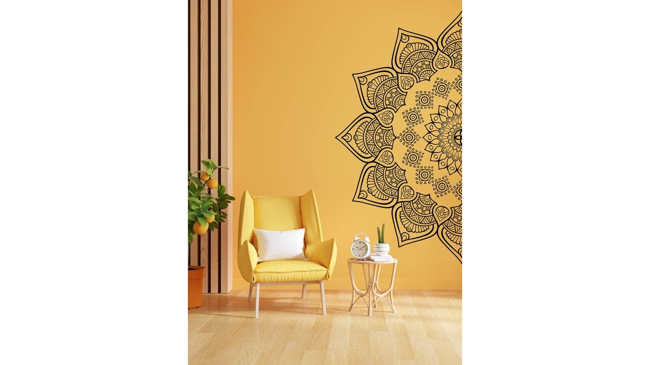 RANGOLI Black 2 Pieces Majestic Mandala Art Self-Adhesive Wall Stickers