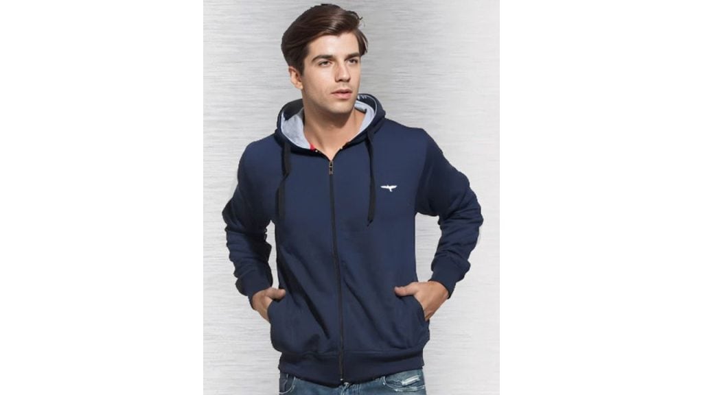 REYA Men Hooded Cotton Open Front Jacket