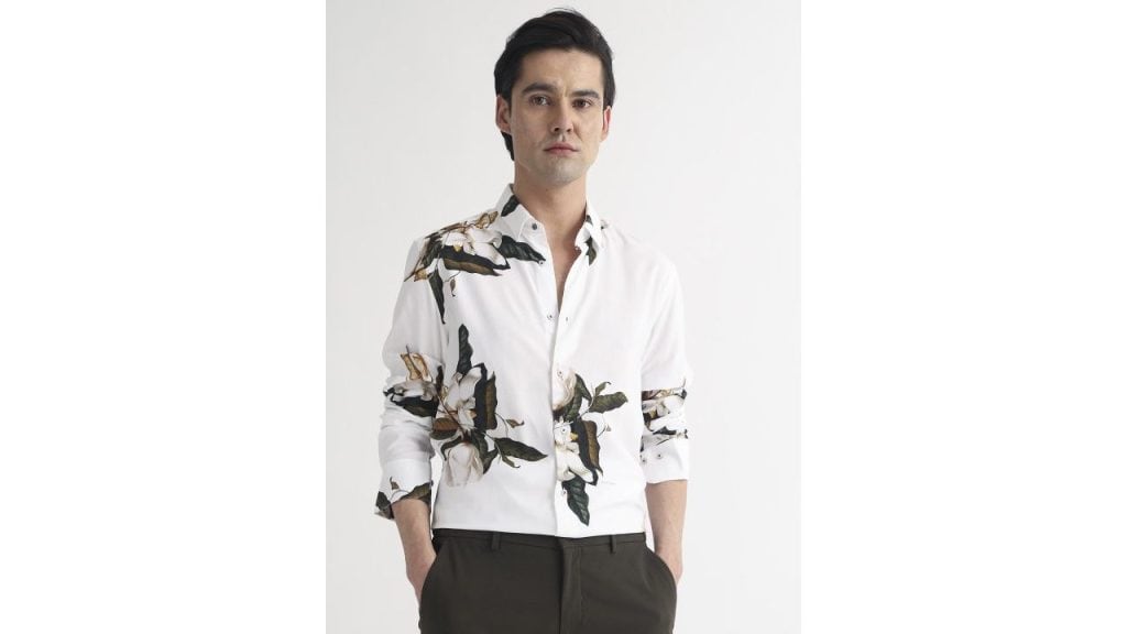 Rare Rabbit Men Poseidon Regular Fit Floral Printed Cotton Shirt