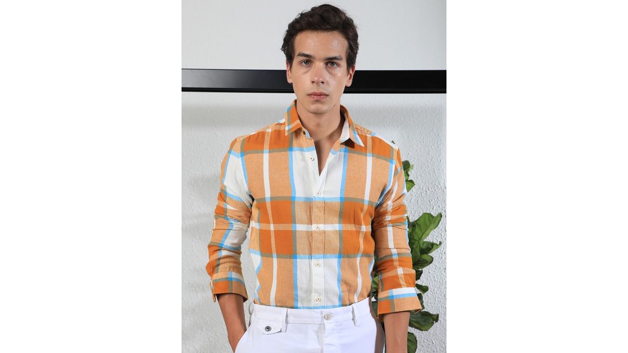 Rare Rabbit Men Rayos Slim Fit Tartan Check Cotton Shirt