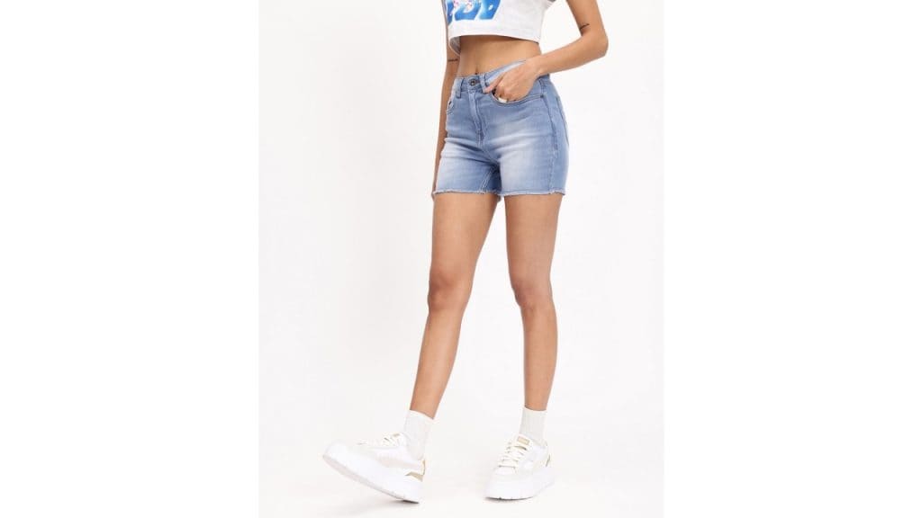 RoadsterThe Life Co. Women Soaked Vibe Faded Denim Shorts