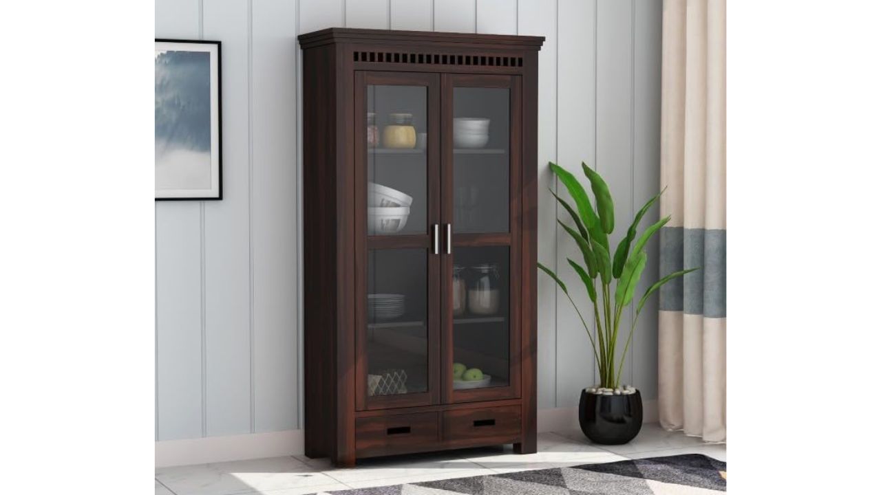 SHREE NATURAL Solid Sheesham Wood Multipurpose Kitchen Crockery Cabinet