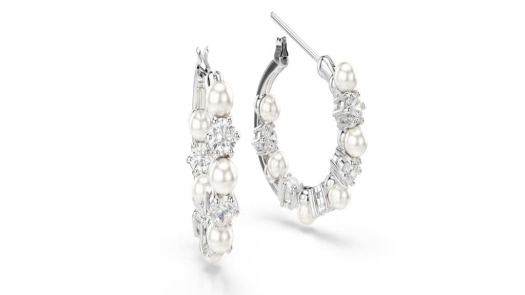 SWAROVSKI Rhodium-Plated Crystal Studded Hoop Earrings