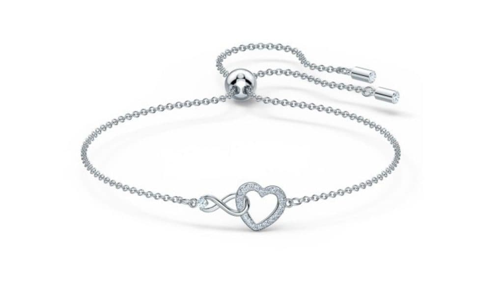 SWAROVSKI White Rhodium-Plated Infinity Heart Bracelet
