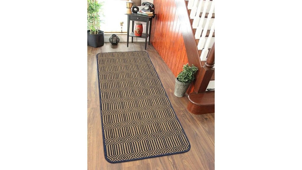 Saral Home Blue & Beige Printed Anti-Skid Bed Runner