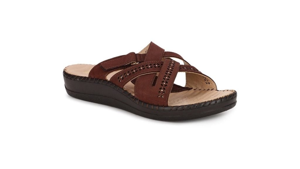 Scholl Women Brown Leather Comfort Sandals