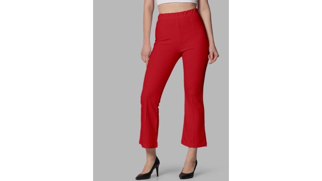 SelviaWomen Lycra Easy Wash Regular Fit Mid-Rise Cropped Slip-On Bootcut Trousers