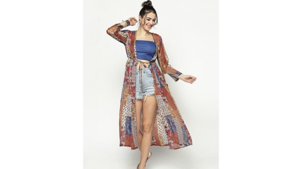 SeraWomen Multicoloured Printed Tie-Up Shrug