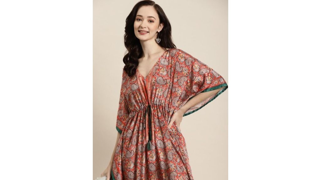 Shae by SASSAFRAS Paisley Crepe Ethnic Kaftan Midi Dress