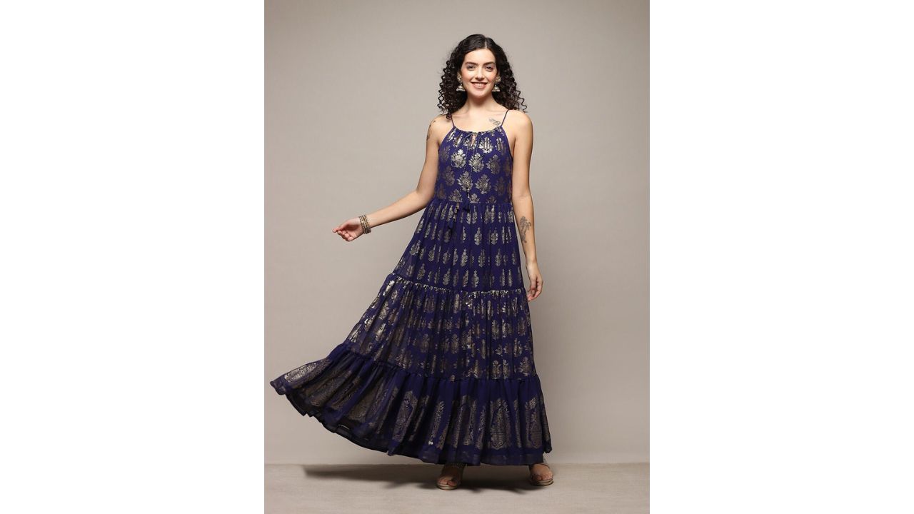 Shoulder Strap Gathered Tiered Maxi Dress: Boho-Inspired Comfort