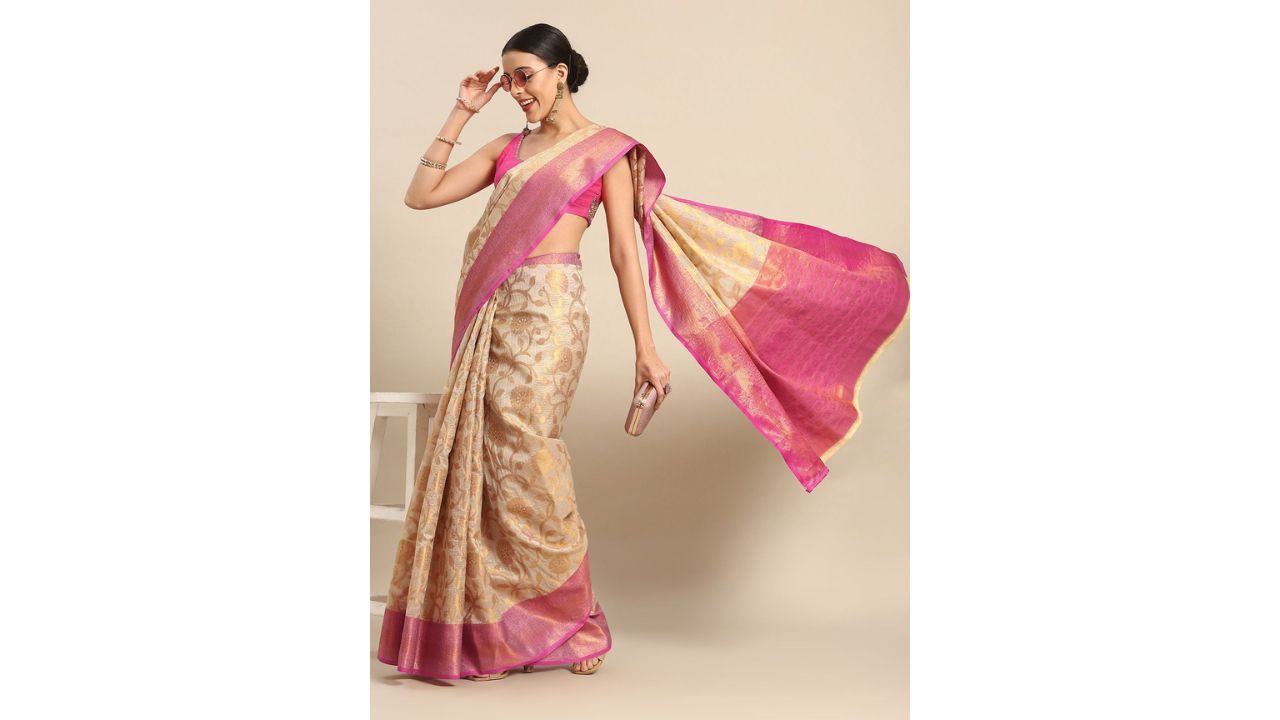 Silk Land Floral Zari Tissue Mysore Silk Saree