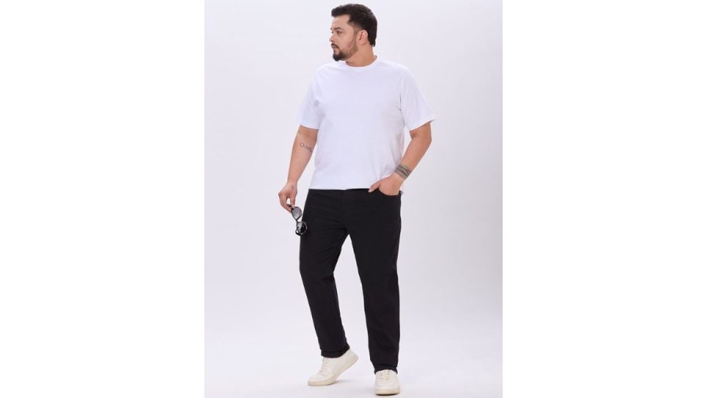 Sizeupp Men Plus Size Regular Fit Mid-Rise Cotton Jeans
