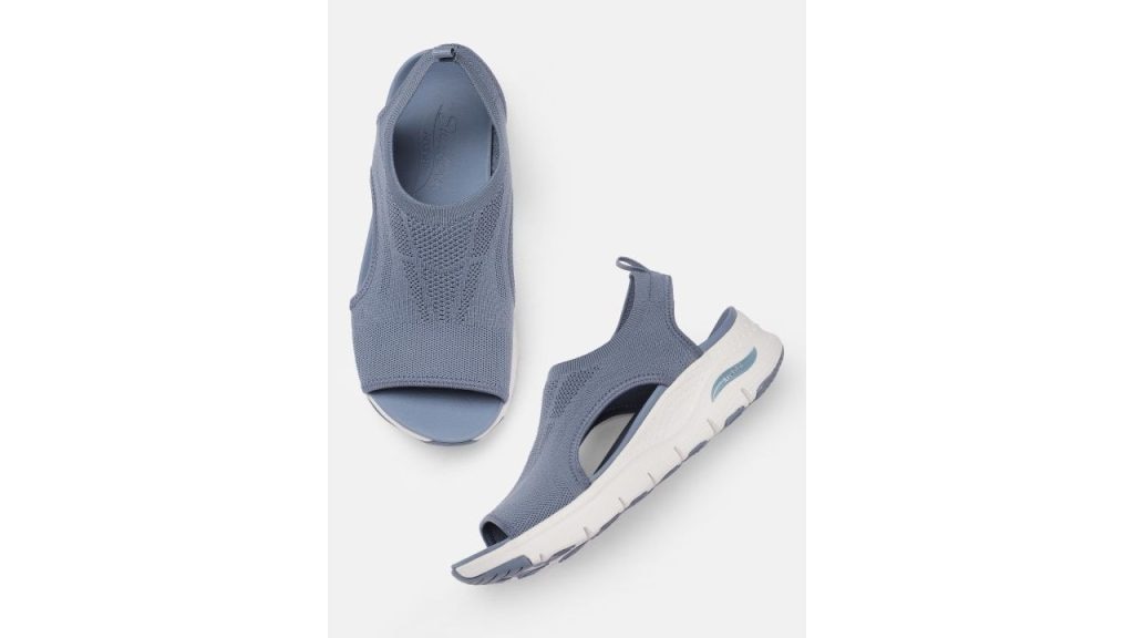 Skechers Women Grey ARCH FIT-CITY CATCH Textured Open Toe Flats