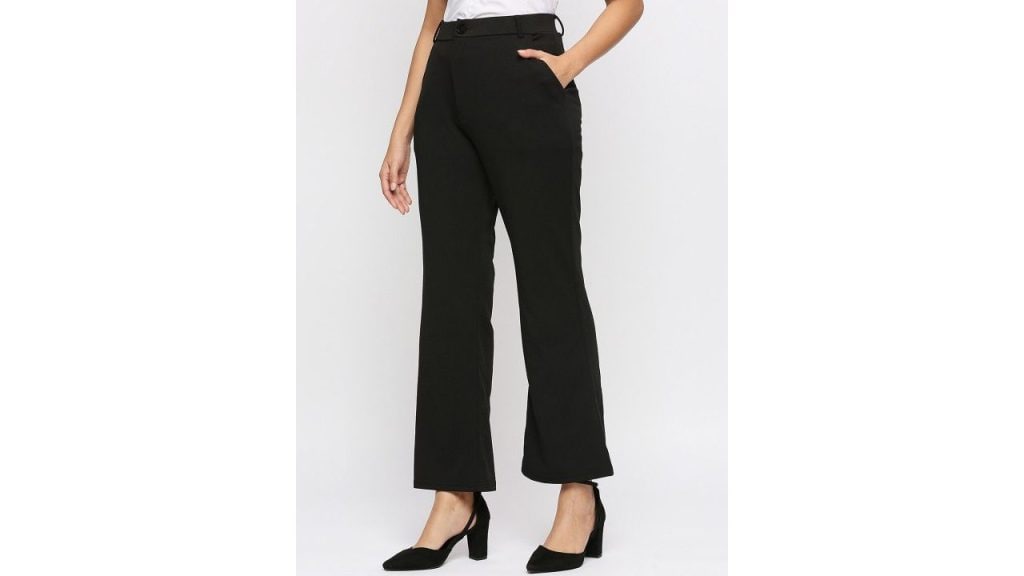 Smarty Pants Women Comfort Flared High-Rise Lint Free Cotton Lycra Trousers