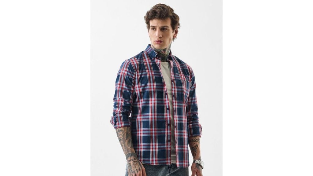 Snitch Men Tartan Checks Checked Casual Shirt