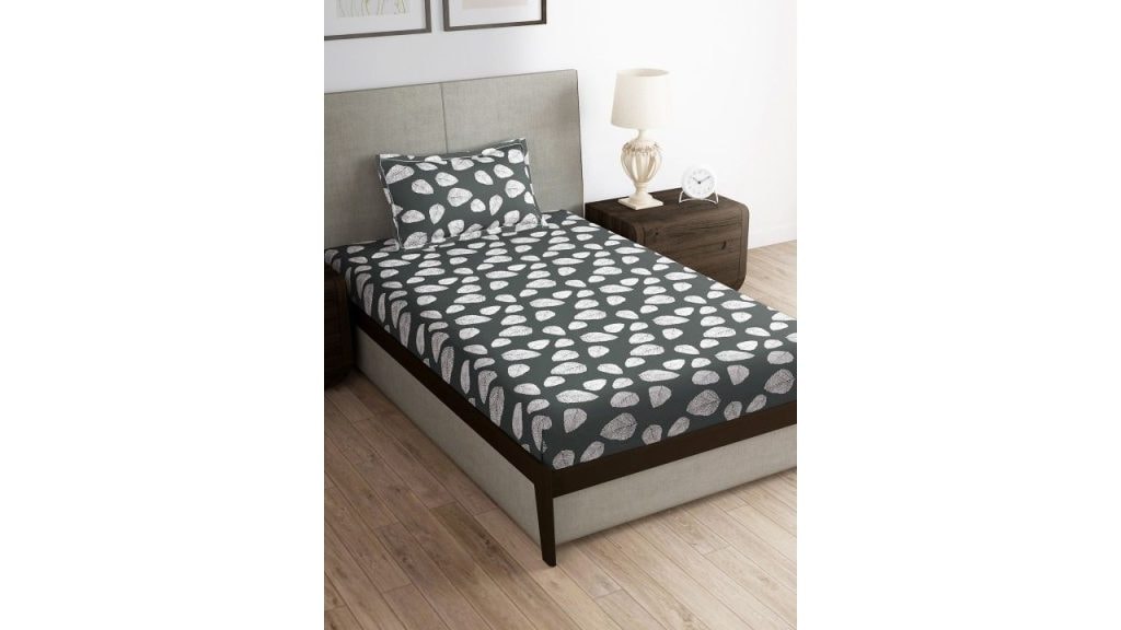 Story@home Green & White Floral Microfiber 180 TC Single Bedsheet With 1 Pillow Cover
