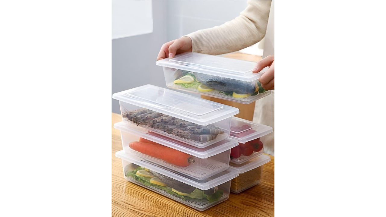 Story@home White 6 Pieces Fridge Storage Containers with Inbuilt Drain Plate