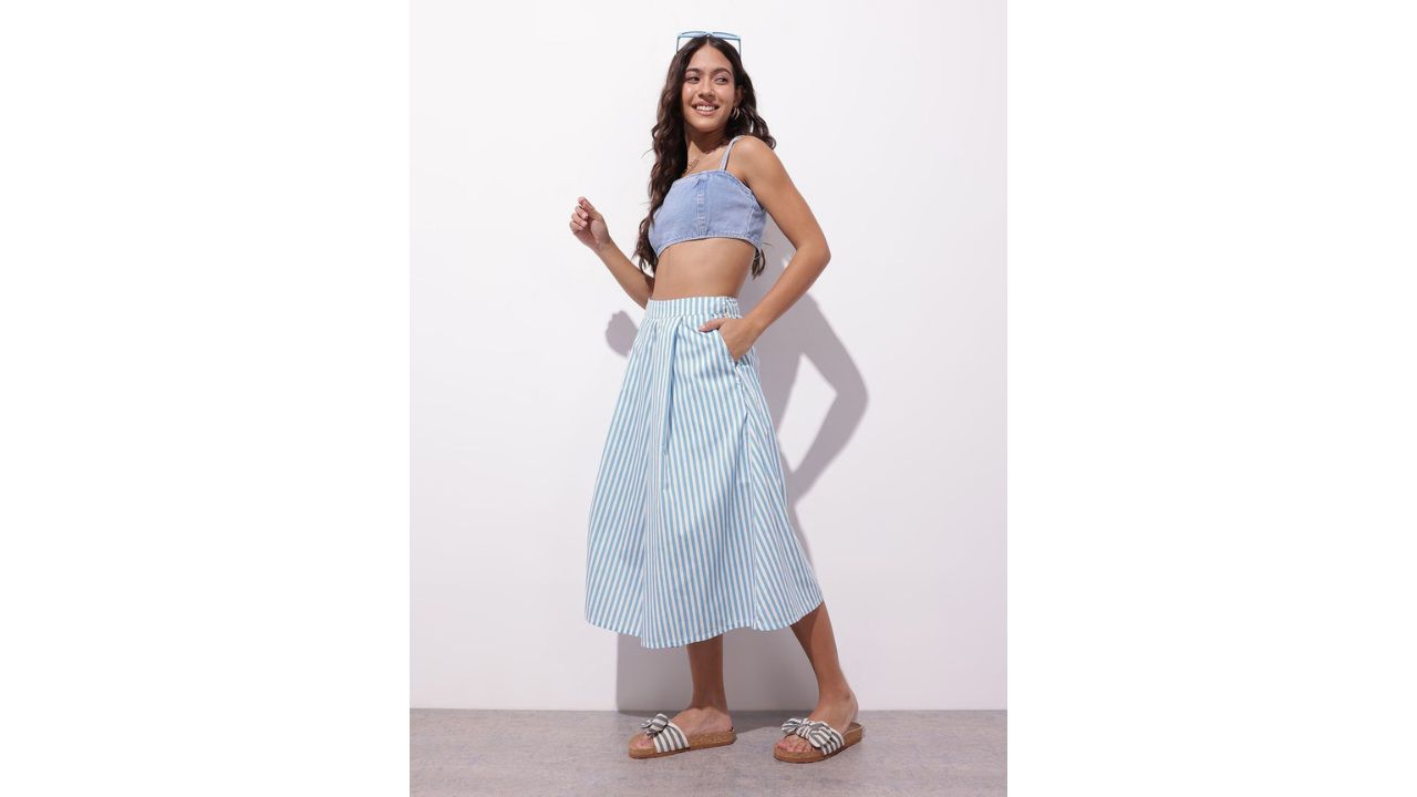 Striped Midi Skirt by DressBerry