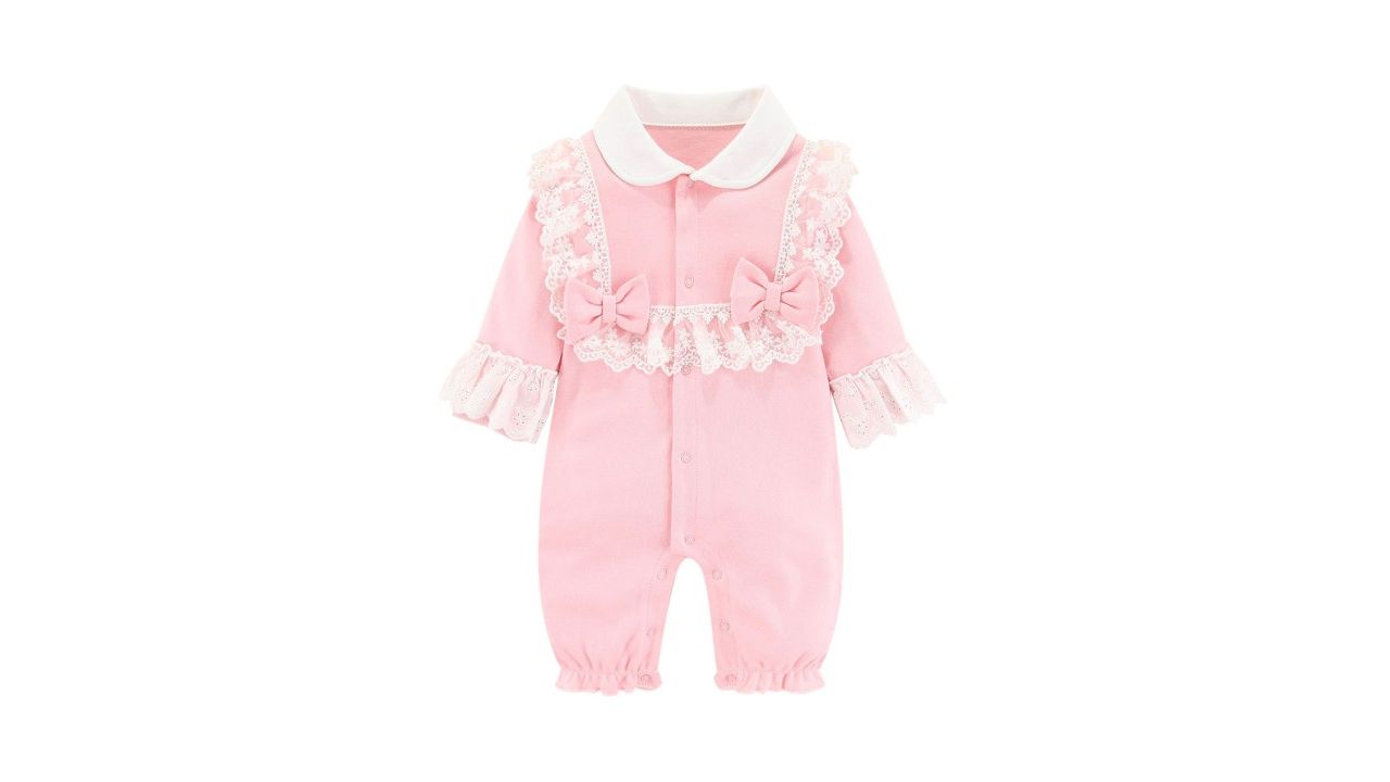 StyleCast Infant Girls Self Design Shirt Collar Ruffles Cotton Rompers