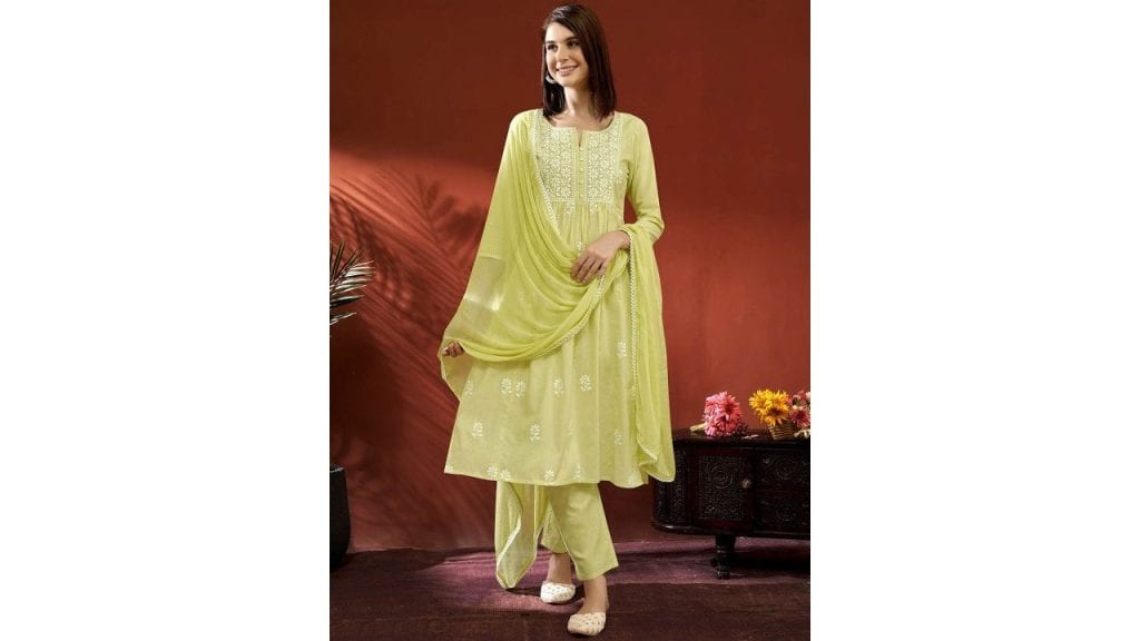 Subtle Drama: Anouk Floral Panelled Kurta Set