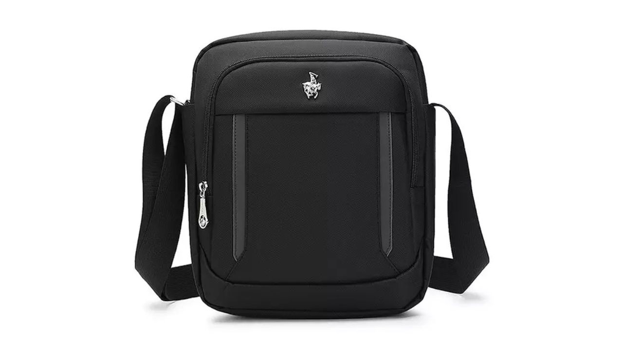 Swiss Polo Casual Crossbody Bag / Sling Bag - Black (Nylon)