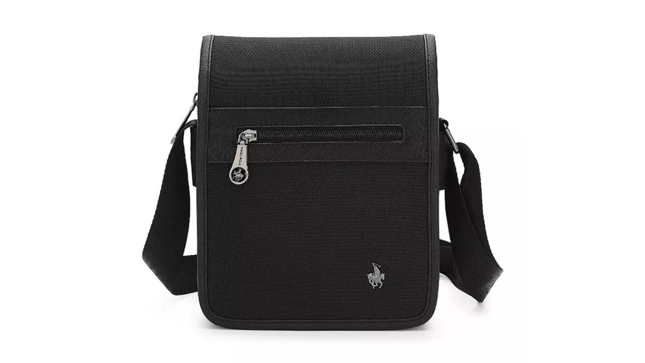 Swiss Polo Men's Sling Bag / Crossbody Bag - Black (Nylon, Compact)
