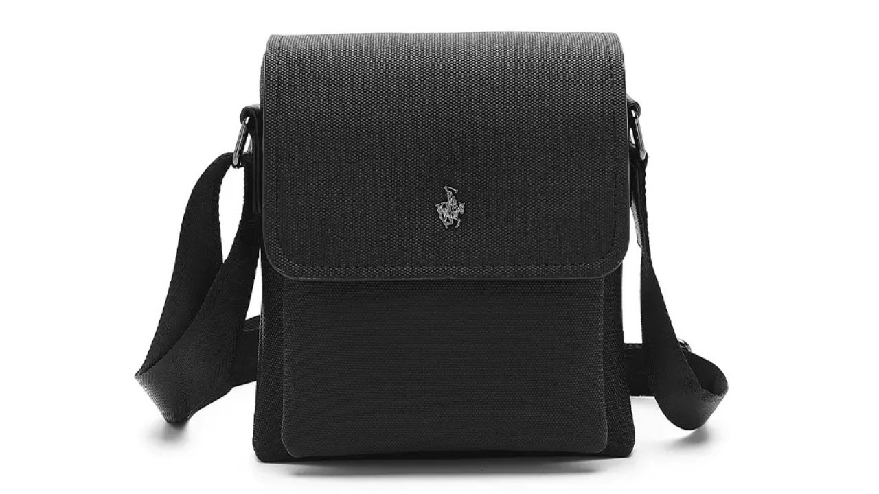Swiss Polo Men's Sling Bag / Crossbody Bag - Black (PU Leather)