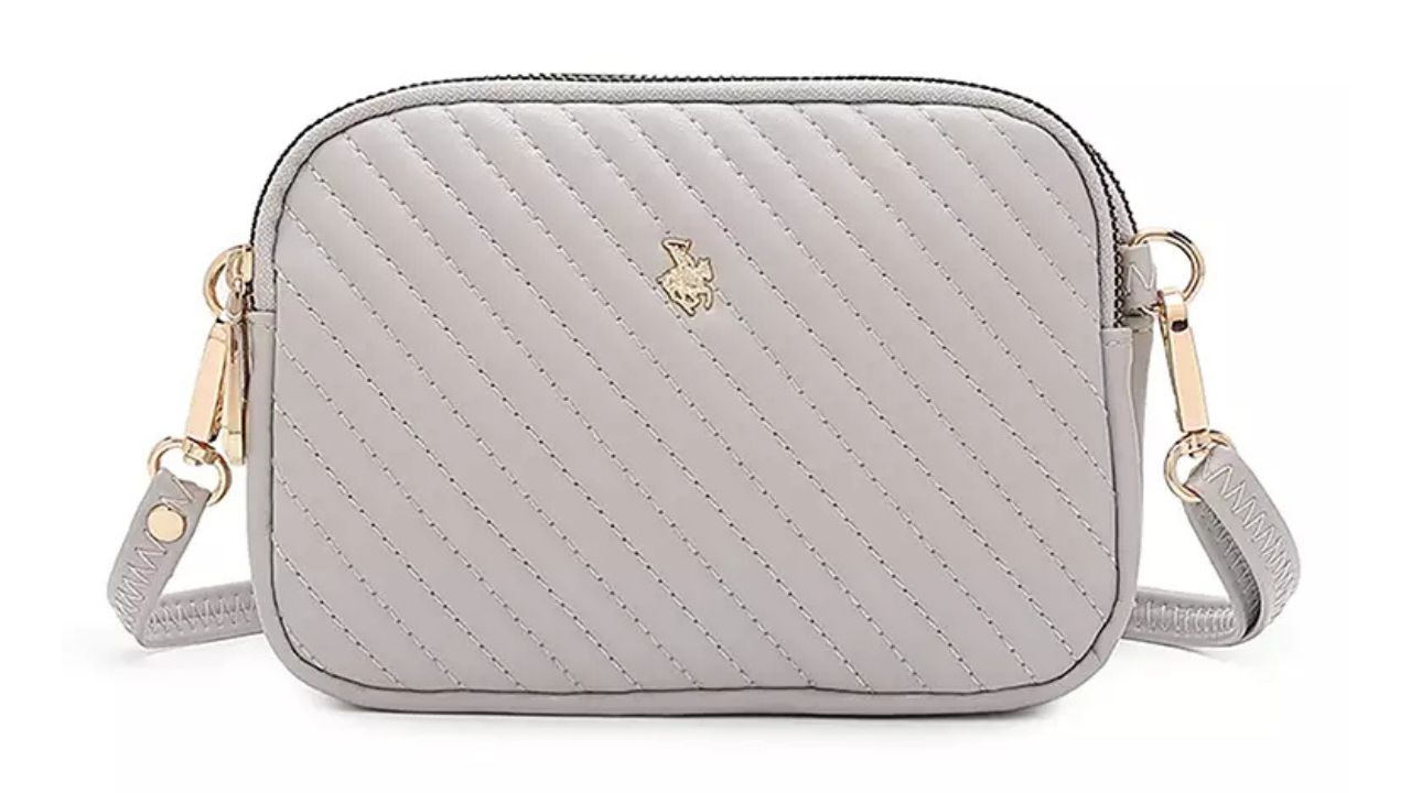 Swiss Polo Quilted Chain Sling Bag / Crossbody Bag - Grey