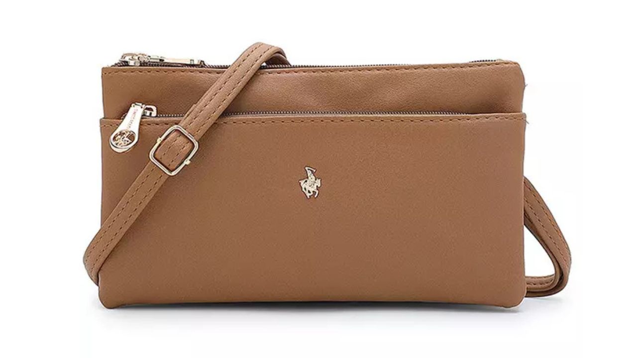 Swiss Polo Women's Sling Bag / Crossbody Bag / Wristlet - Brown