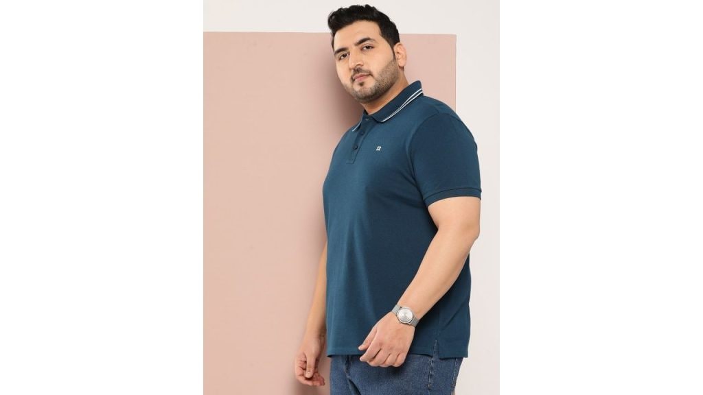 Sztori Men Plus Size Solid Polo Collar T-shirt