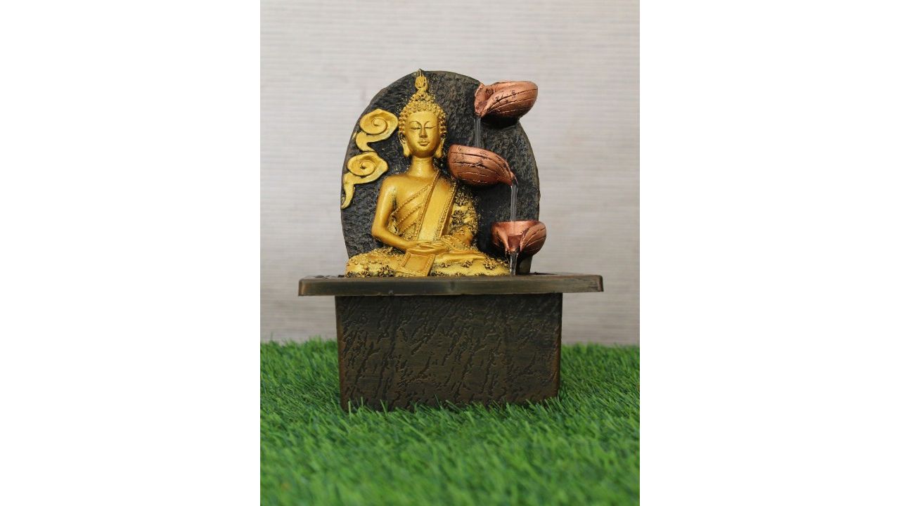 TIED RIBBONS Multicoloured Table Top Buddha Idol Water Fountain