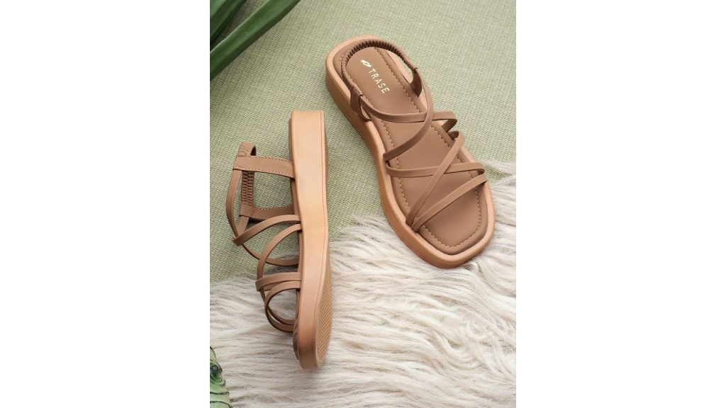 TRASE Strappy Open Toe Flats with Bows
