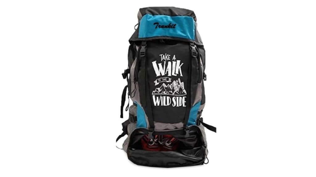 TRUNKIT Blue And Black Printed Trekking Hiking Travel Bag Rucksacks