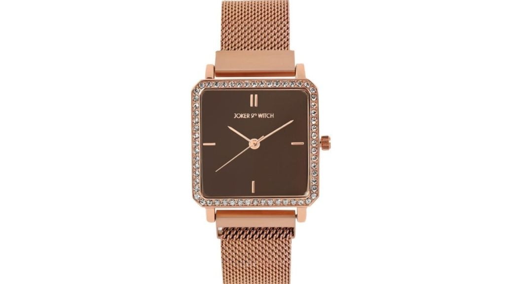 The Brown Embellished Dial with Rose Gold Strap: Polished and Versatile