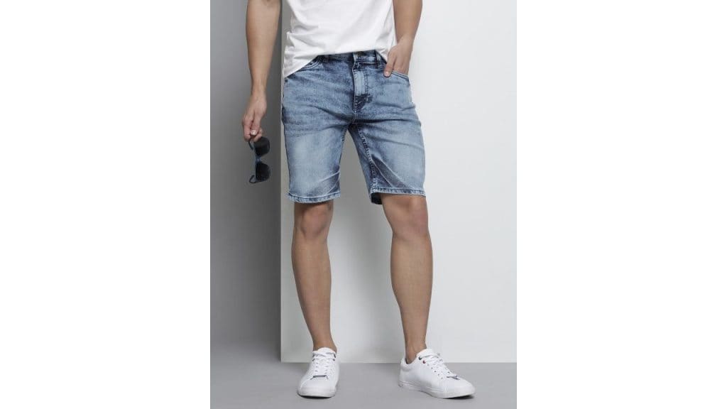 The Indian Garage Co Men Blue Slim Fit Denim Shorts