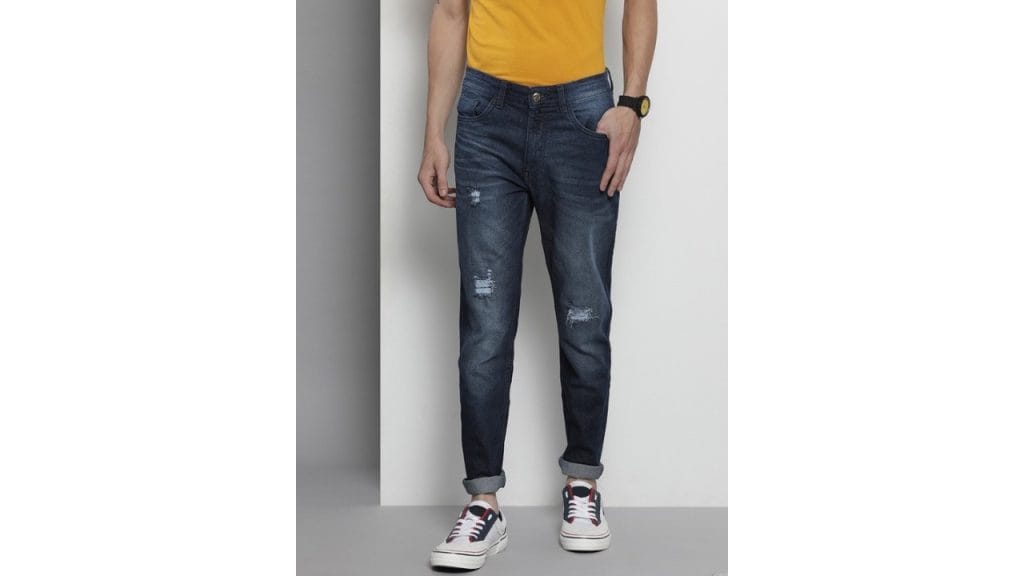 The Indian Garage CoMen Blue Slim Fit Low Distress Light Fade Stretchable Jeans