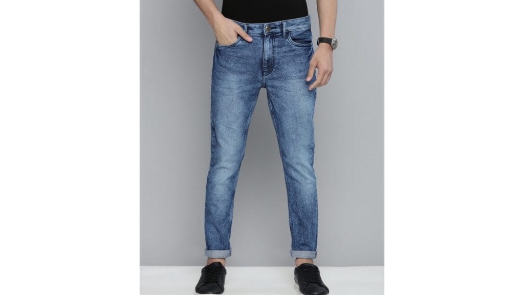 The Indian Garage CoMen Blue Slim Fit Mildly Distressed Light Fade Stretchable Jeans