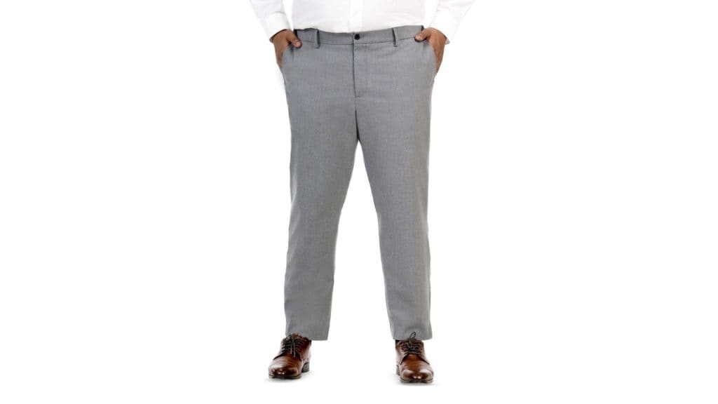The Pant Project Men Mineral Grey Slim Fit Plus-Size Wrinkle Resistant Formal Trousers with Stretchable Waistband