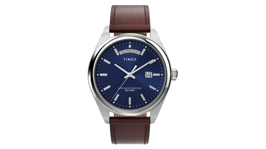 Timex Black Dial Leather Strap Watch